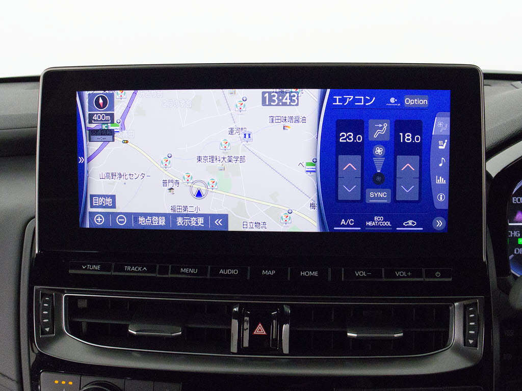 トヨタマルチオペレーションタッチ機能付き
の大画面SDナビ！12.3インチディスプレイ！
Bluetoothやスマホ連携も対応！