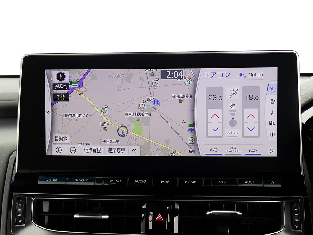 トヨタマルチオペレーションタッチ機能付き
の大画面SDナビ！12.3インチディスプレイ！
Bluetoothやスマホ連携も対応！